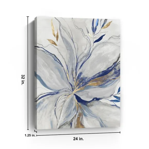 Kirkland's Home Canvas Art-Gold Charcoal Bloom Canvas Art Print, 24X32 In.