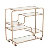 Kirkland's Home Kitchen Islands & Bar Carts-Gold Curved Metal Mirrored Bar Cart