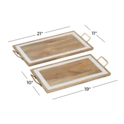 Kirkland's Home Decorative Trays-Gold Flat Enamel Trim 2-Pc. Decorative Tray Set