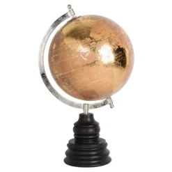 Kirkland's Home Statues & Figurines-Gold Foil Globe With Wood Base
