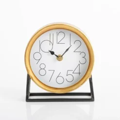 Kirkland's Home Decorative Accents-Gold Frame Modern Tabletop Clock