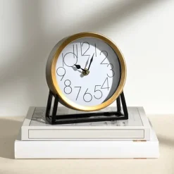 Kirkland's Home Decorative Accents-Gold Frame Modern Tabletop Clock