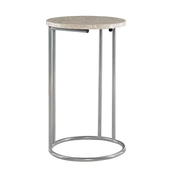 Kirkland's Home Accent & End Tables-Gold Geometric Mosaic Capiz And Metal C-Table