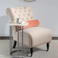 Kirkland's Home Accent & End Tables-Gold Geometric Mosaic Capiz And Metal C-Table