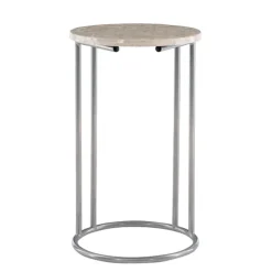Kirkland's Home Accent & End Tables-Gold Geometric Mosaic Capiz And Metal C-Table
