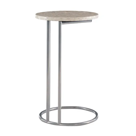 Kirkland's Home Accent & End Tables-Gold Geometric Mosaic Capiz And Metal C-Table
