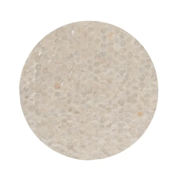 Kirkland's Home Accent & End Tables-Gold Geometric Mosaic Capiz And Metal C-Table