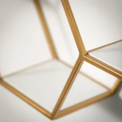 Kirkland's Home Shelves-Gold Hexagonal Metal Frame White Wall Shelf