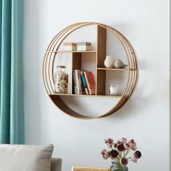 Kirkland's Home Shelves-Gold Industrial Circular Metal Shelf