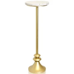 Kirkland's Home Accent & End Tables-Gold Marble Top Pedestal Cocktail Table