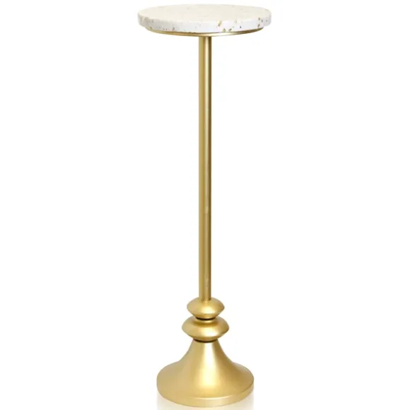 Kirkland's Home Accent & End Tables-Gold Marble Top Pedestal Cocktail Table
