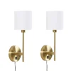 Kirkland's Home Sconces-Gold Metal & White Shade Wall Sconces, Set Of 2