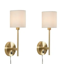 Kirkland's Home Sconces-Gold Metal & White Shade Wall Sconces, Set Of 2