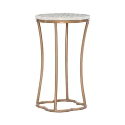 Kirkland's Home Accent & End Tables-Gold Metal And Capiz Shell Top Accent Table