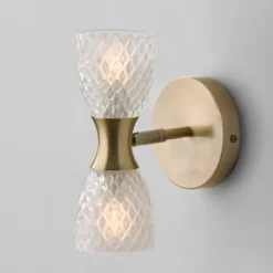 Kirkland's Home Sconces-Gold Metal And Dual Glass Shade Sconce