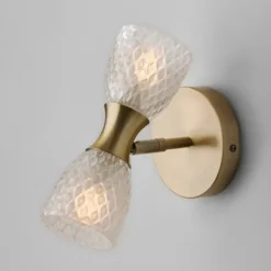 Kirkland's Home Sconces-Gold Metal And Dual Glass Shade Sconce