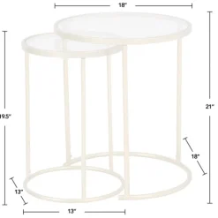 Kirkland's Home Accent & End Tables-Gold Metal And Glass Nesting 2-Pc Accent Table Set