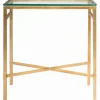 Kirkland's Home Accent & End Tables-Gold Metal And Glass Side Table