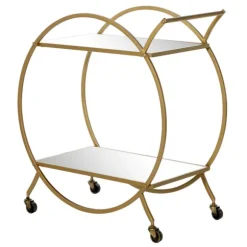 Kirkland's Home Kitchen Islands & Bar Carts-Gold Metal Circular Bar Cart