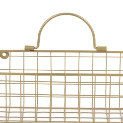 Kirkland's Home Wall Storage-Gold Metal Wire Cage Wall Baskets, Set Of 2