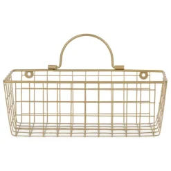 Kirkland's Home Wall Storage-Gold Metal Wire Cage Wall Baskets, Set Of 2