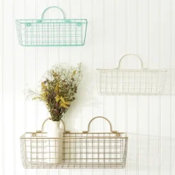 Kirkland's Home Wall Storage-Gold Metal Wire Cage Wall Baskets, Set Of 2