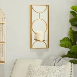 Kirkland's Home Sconces-Gold Mirrored Geometric Sconce