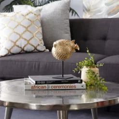 Kirkland's Home Statues & Figurines-Gold Puffer Fish Sculpture