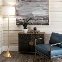 Kirkland's Home Floor Lamps-Gold Sleek Modern Floor Lamp