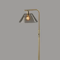 Kirkland's Home Floor Lamps-Gold Smoked Glass Floor Lamp