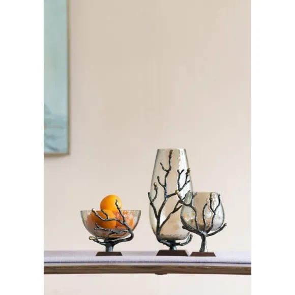 Kirkland's Home Decorative Bowls & Jars-Gold Tipped Walnut Wood Glass Bowl