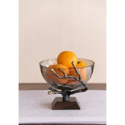 Kirkland's Home Decorative Bowls & Jars-Gold Tipped Walnut Wood Glass Bowl