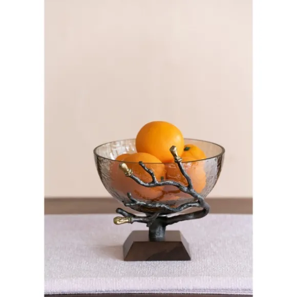 Kirkland's Home Decorative Bowls & Jars-Gold Tipped Walnut Wood Glass Bowl