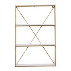 Kirkland's Home Shelves-Gold X-Frame Daisy White Wood Wall Shelf