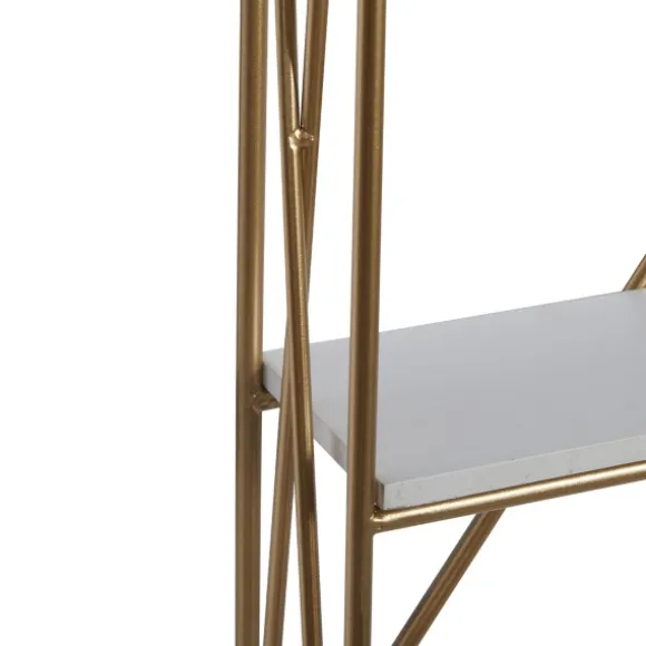 Kirkland's Home Shelves-Gold X-Frame Daisy White Wood Wall Shelf