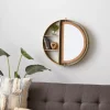 Kirkland's Home Shelves-Golden Floating Shelf With Half-Moon Mirror