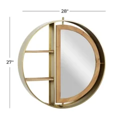 Kirkland's Home Shelves-Golden Floating Shelf With Half-Moon Mirror