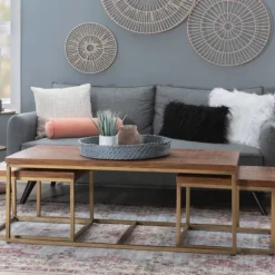 Kirkland's Home Coffee Tables-Golden Nesting 3-Pc. Coffee And Accent Table Set