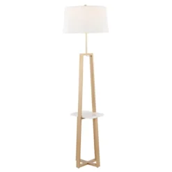 Kirkland's Home Floor Lamps-Golden Triangle Marble Shelf Floor Lamp