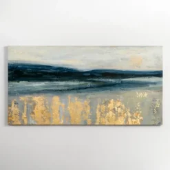 Kirkland's Home Canvas Art-Golden Turquoise Abstract Canvas Wall Art
