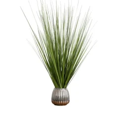 Kirkland's Home Arrangements & Greenery-Grass Arrangement In Silver Ribbed Pot