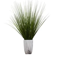 Kirkland's Home Arrangements & Greenery-Grass Arrangement In White Marble Pot