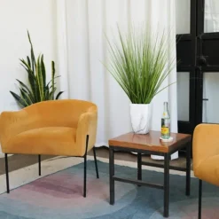 Kirkland's Home Arrangements & Greenery-Grass Arrangement In White Marble Pot