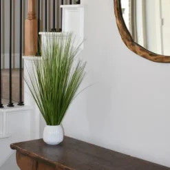 Kirkland's Home Arrangements & Greenery-Grass Arrangement In White Ribbed Pot