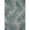 Kirkland's Home Outdoor Rugs-Gray And Aqua Palm Leaves Outdoor Area Rug, 5X7