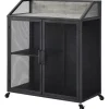 Kirkland's Home Kitchen Islands & Bar Carts-Gray And Black Mesh 2-Door Bar Cart