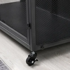 Kirkland's Home Kitchen Islands & Bar Carts-Gray And Black Mesh 2-Door Bar Cart