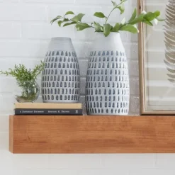 Kirkland's Home Vases-Gray And Blue Grooved Vases, Set Of 2