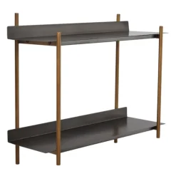 Kirkland's Home Shelves-Gray And Brass Metal Wall Shelf
