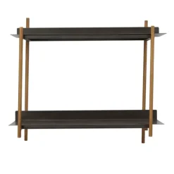 Kirkland's Home Shelves-Gray And Brass Metal Wall Shelf